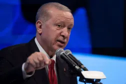 Turkish President Tayyip Erdogan delivers a speech during the opening ceremony of male and female dormitories at Bogazici University, in Istanbul, Türkiye, February 13, 2026. REUTERS/Umit Bektas