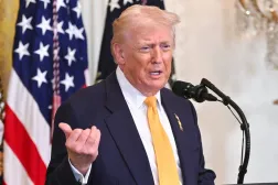 US President Donald Trump speaks during a Black History Month event in the East Room of the White House in Washington, DC, on February 18, 2026. (Photo by SAUL LOEB / AFP)
