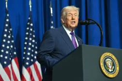 US President Donald Trump speaking in Washington - AFP