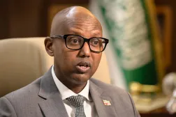 Minister of the Presidency of the Republic of Somaliland, Khadar Hussein Abdi looks on during an interview in Hargeisa on February 21, 2026. (Photo by Tony KARUMBA / AFP)