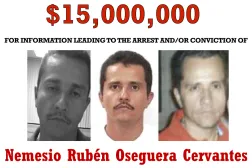 جزء من إعلان وزارة الخارجية الأميركية مكافأة بقيمة 15 مليون دولار لمن يدلي بمعلومات عن «إل منتشو» (وزارة الخارجية الأميركية)