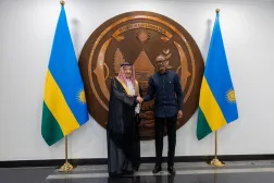 Rwanda's President Paul Kagame and Saudi Vice Minister of Foreign Affairs Waleed Elkhereiji meet in Kigali on Tuesday. (SPA)