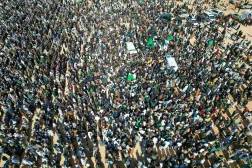 Thousands of Libyans surround an ambulance carrying the coffin of Seif al-Islam, son of former Libyan leader Moammar Gaddafi, in Bani Walid city, Libya, Friday, Feb. 6, 2026. (AP) 