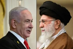 صورة مجمعة تظهر المرشد الإيراني علي خامنئي (يمين) ورئيس الوزراء الإسرائيلي بنيامين نتنياهو (أ.ف.ب)