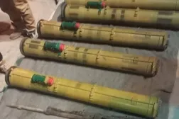 A photo released by Syrian authorities shows weapons they said were intended to be smuggled across the border into Lebanon. (Rif Dimashq Media Directorate)