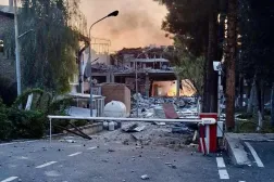 İran Sağlık Bakanlığı sözcüsü tarafından yayınlanan fotoğrafta, Pasteur Enstitüsü'nün hedef alınmasının ardından çekilmiş görüntü yer alıyor.