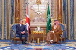 Saudi Crown and Prime Minister Prince Mohammed bin Salman bin Abdulaziz Al Saud meets with British PM Keir Starmer in Jeddah. SPA