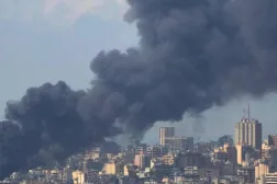 Smoke rises following an Israeli airstrike on a building in Beirut, Lebanon, on April 8, 2026. Hassan Ammar, AP