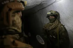  Syrian soldiers inspect a tunnel on the Lebanon border in the Qusayr area. (AFP)