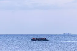  Migrants attempt to cross the English Channel in a smuggler's boat off the coast of Gravelines, northern France, on April 14, 2026. (AFP)