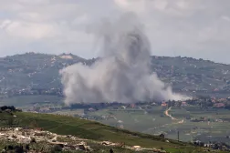  Smoke rises following an explosion in southern Lebanon, near the Israel-Lebanon border, as seen from northern Israel, April 28, 2026. (Reuters)