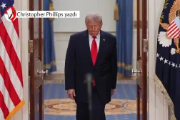 ABD Başkanı Donald Trump, Beyaz Saray'da İran'a karşı savaşla ilgili konuşması öncesinde, 1 Nisan 2026 (AP)