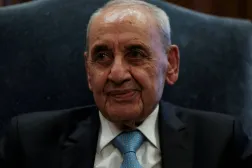 FILE PHOTO: Lebanese Parliament Speaker Nabih Berri meets with Italian Prime Minister Giorgia Meloni (not seen) in Beirut, Lebanon October 18, 2024. REUTERS/Mohamed Abd El Ghany/File Photo