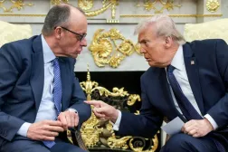 ABD Başkanı Donald Trump, mart ayı başlarında Beyaz Saray'da Almanya Başbakanı Friedrich Merz'i ağırladı (Reuters)
