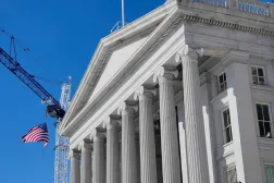 A general view of the Treasury Building on day two of a partial government shutdown in Washington, DC, US, February 1, 2026. (Reuters)