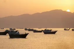 Vessels in the Strait of Hormuz, Musandam, Oman, May 18, 2026. (Reuters)