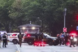 US Secret Service officers on the scene of a shooting near the White House complex following reports of gunfire near 17th Street and Pennsylvania Avenue NW in Washington, DC, USA, 23 May 2026. EPA/JIM LO SCALZO