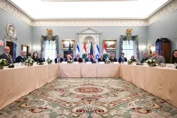 Dün Washington'daki ABD Dışişleri Bakanlığı binasında düzenlenen Lübnan ile İsrail arasındaki dördüncü müzakere turundan bir kare (AFP)