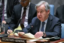UN Secretary General Antonio Guterres speaks during a United Nations Security Council meeting on the Middle East, at UN Headquarters in New York, on June 10, 2026. (AFP) 