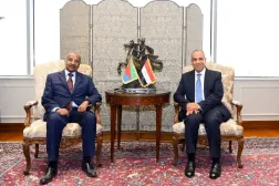 وزير الخارجية المصري بدر عبد العاطي أثناء استقبال نظيره الإريتري عثمان صالح في القاهرة الأربعاء (الخارجية المصرية)