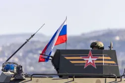 Russian military convoy near Hmeimim air base, Latakia, Syria, December 14, 2024. (Reuters)