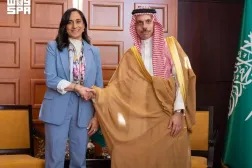 Saudi Minister of Foreign Affairs Prince Faisal bin Farhan bin Abdullah met with Canadian Minister of Foreign Affairs Anita Anand. (SPA)