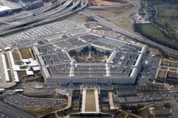 FILE PHOTO: The Pentagon is seen from the air in Washington, US, March 3, 2022. REUTERS/Joshua Roberts/File Photo