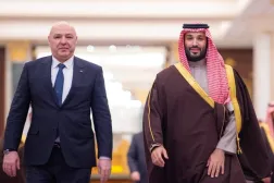 Saudi Crown Prince Mohammed bin Salman and Lebanese President Joseph Aoun at Al-Yamamah Palace in Riyadh, Nov. 3, 2025 (SPA)