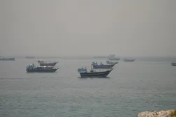  Vessels are anchored in the Strait of Hormuz, as seen from Musandam, Oman, June 11, 2026. (Reuters)