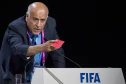 Jibril Rajoub, president of the Palestinian Football Association speaks during the 65th FIFA Congress held at the Hallenstadion in Zurich, Switzerland, Friday, May 29, 2015. (Patrick B. Kraemer/Keystone via AP, File) 