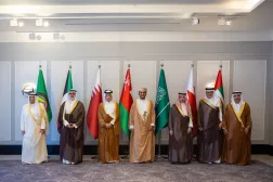 Gulf foreign ministers and GCC Secretary General Jasem Albudaiwi are seen in Amman on Monday. (GCC)