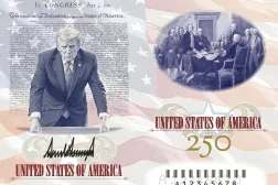 Image published by Trump of a new limited-edition American passport featuring his image ('Truth Social')