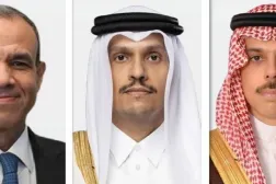 Suudi Arabistan Dışişleri Bakanı Prens Faysal bin Ferhan, Katar Dışişleri Bakanı Şeyh Muhammed bin Abdulrahman bin Casim ve Mısır Dışişleri Bakanı Dr. Bedr Abdulati, (Şarku’l Avsat)