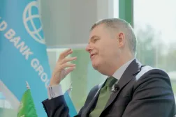 Paschal Donohoe, Managing Director and Chief Knowledge Officer of the World Bank Group, speaks to Asharq Al-Awsat. Photo: Turky Alagili