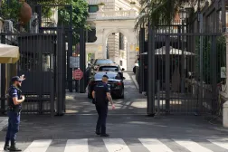  A motorcade arrives at the United States' Embassy in Rome, Italy, where ambassadors-level talks between Israel and Lebanon are expected to take place, Tuesday, July 14, 2026. (AP) 