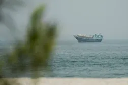  A vessel at the Strait of Hormuz, as seen from Musandam,Oman, July 14, 2026. (Reuters)