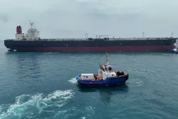 FILE PHOTO: Drone view of oil tanker HELGA berthed at one of Iraq's southern offshore oil terminals near Basra as it prepares to load crude oil, April 24, 2026. REUTERS/Mohammed Aty/File Photo