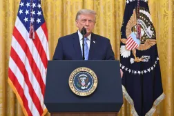 ABD Başkanı Donald Trump konuşması sırasında (AP)