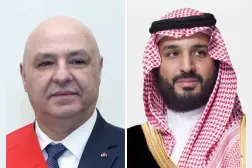 Prince Mohammed bin Salman, Saudi Crown Prince and Prime Minister, and Lebanese President Joseph Aoun. (Saudi Foreign Ministry) 