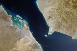 صورة بالقمر الاصطناعي لمضيق باب المندب (ناسا)