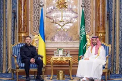 Suudi Arabistan Veliaht Prensi Muhammed bin Selman, geçtiğimiz nisan ayında Ukrayna Devlet Başkanı Volodimir Zelenskiy ile görüşmesinden bir kare (SPA)