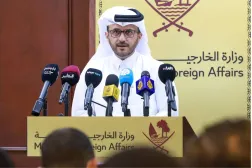 ماجد الأنصاري المتحدث باسم وزارة الخارجية القطرية خلال إحاطة صحافية سابقة (قنا)