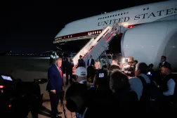 US President Donald Trump speaks to members of the media after disembarking Air Force One at Joint Base Andrews, Maryland, US, August 11, 2026. (Reuters)