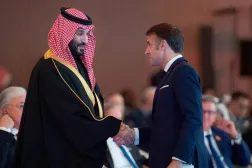 Prince Mohammed bin Salman, Saudi Crown Prince and Prime Minister, and French President Emmanuel Macron during his visit to the Kingdom in December 2024. (Reuters)