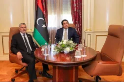 Trablus’ta Menfi ile Tekala arasında daha önce yapılan bir toplantı (Libya Başkanlık Konseyi)