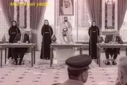 Cumhurbaşkanı Recep Tayyip Erdoğan, Suudi Arabistan Veliaht Prensi Muhammed bin Selman ve Pakistan Başbakanı Şahbaz Şerif arasında Mekke'de Ortak Savunma Anlaşması imzalanırken, 7 Ağustos 2026 (Reuters)