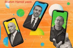  İsrail istihbarat teşkilatının (Mossad) yeni başkanı Roman Gofman (sağda), Suriye Dışişleri Bakanı Esad Şeybani ve ABD'nin Suriye Özel Temsilcisi Tom Barrack'ın fotoğrafları (Majalla)