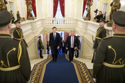 In this handout photograph taken and released by the Ukrainian Presidential Press Service on September 6, 2026, US Special Envoy Steve Witkoff (R) and US President Donald Trump's son-in-law Jared Kushner (L) arrive for talks with Ukrainian president in Kyiv, amid the Russian invasion of Ukraine. (Handout / Ukrainian Presidential Press Service /AFP)