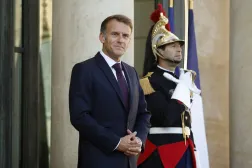 French President Emmanuel Macron looks on prior to welcoming Rwanda's President Paul Kagame (not pictured) upon his arrival at the Elysee Palace in Paris, France, 11 September 2026. (EPA)