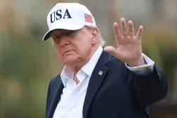 US President Donald Trump waves during a visit to Trump International Golf Links and Hotel in Doonbeg, Ireland, 13 September 2026. (EPA)